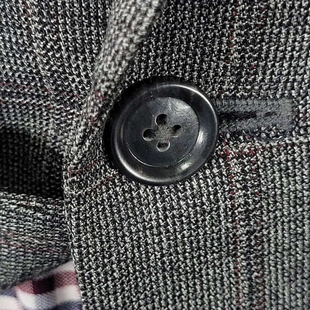 JOS A‎ BANK Men's Sport Coat Blazer Two Button Gray Windowpane Wool Size 41L
